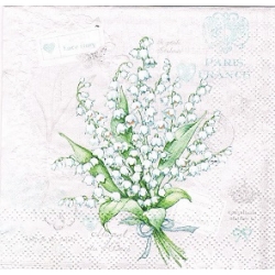 Serwetka -3364- MINI 25x25 cm , wzór 4 krotny, konwalie bukiecik